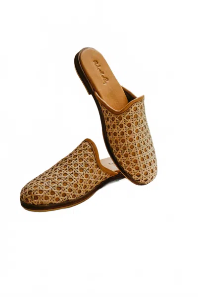 Pink Haley Women's Fiona Cane And Leather Mules In Beige In Brown