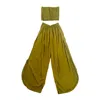 Pink Haley Women's Green Judith Side Split Pants With Matching Tube Top Set In Olive In Green