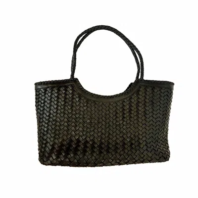 Pink Haley Women's Jolene Handwoven Leather Tote In Black