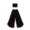 Pink Haley Women's Judith Side Split Pants With Matching Tube Top Set In Black In Black