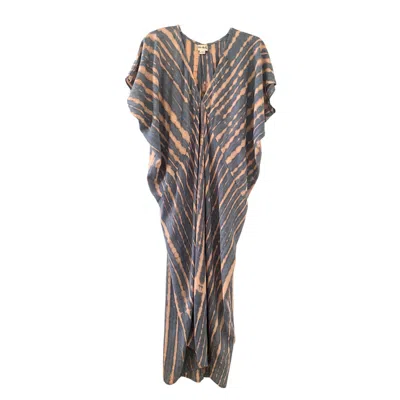 Pink Haley Women's Madella Hand Dyed Kaftan Dress In Retro Blue