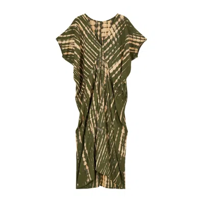 Pink Haley Women's Madella Hand Dyed Kaftan Dress In Seaweed Green