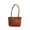 Pink Haley Women's Maria Artisan Handwoven Leather Mini Tote With Long Handles In Brown In Orange