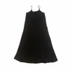 Pink Haley Women's Maya Linen Dress In Black In Black
