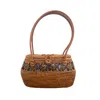 Pink Haley Women's Neutrals Rattan Coconut Top Handle Clutch In Black