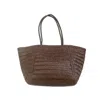 Pink Haley Women's Phoebe Handwoven Leather Tote-dark Brown In Brown