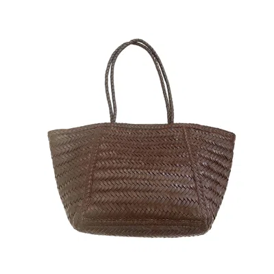 Pink Haley Women's Phoebe Handwoven Leather Tote-dark Brown