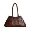Pink Haley Women's Rebecca Artisan Handwoven Leather Tote With Long Handles In Dark Brown In Neutral