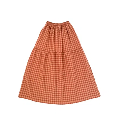 Pink Haley Women's Red Elena Crinkle Gingham Carry-on Travel Skirt In Persimmon
