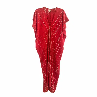 PINK HALEY WOMEN'S RED MADELLA HAND DYED KAFTAN DRESS IN TOMATO
