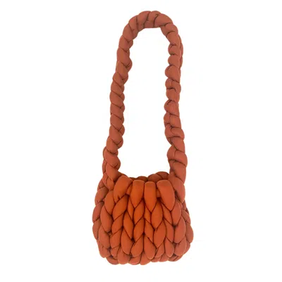 Pink Haley Women's Red Zoey Cable Knit Shoulder Bag In Terracotta