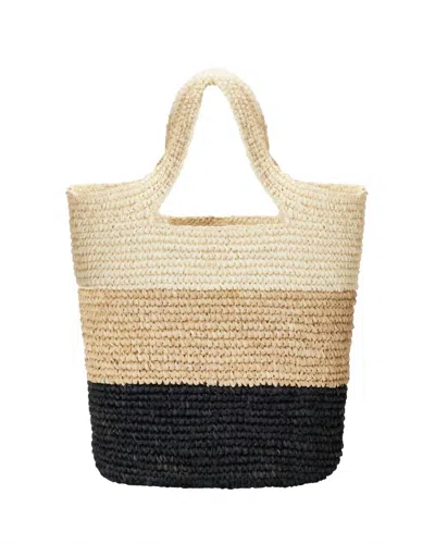 Pink Haley Women's Sawyer Handmade Raffia Beach Tote In Natural And Black In Beige