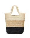 Pink Haley Women's Sawyer Handmade Raffia Beach Tote In Natural And Black In Multi