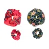 Pink Haley Women's Set Of Four Pink And Botanical Scrunchies In Pink