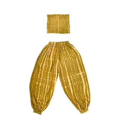 Pink Haley Women's Yellow / Green Jane Balloon Pants With Matching Tube Top Set In Lemongrass