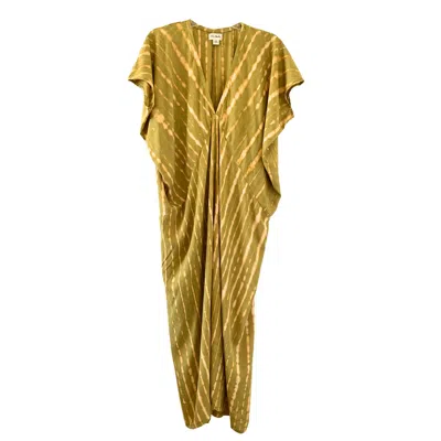 Pink Haley Women's Yellow / Green Madella Hand Dyed Kaftan Dress In Lemongrass