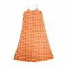 Pink Haley Women's Yellow / Orange Maya Dress In Gingham Orange In Yellow/orange