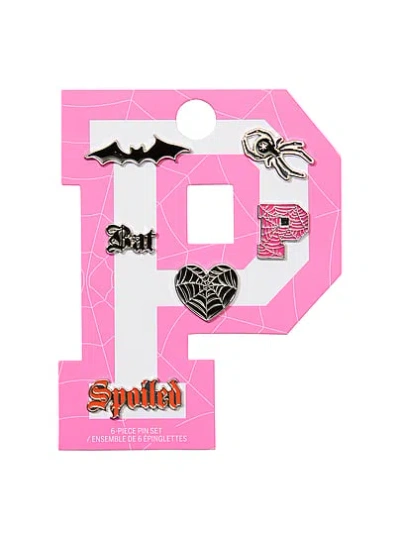 Pink Halloween 6-piece Pin Set In Print