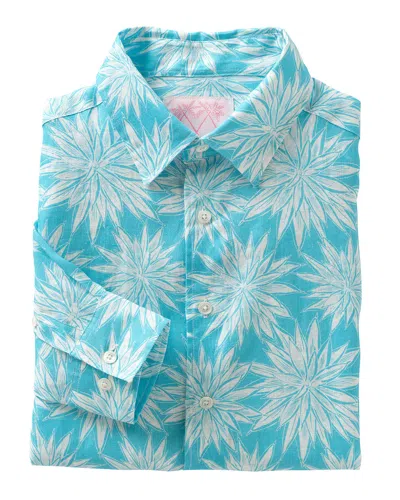 Pink House Blue Mens Linen Shirt Agave Turquoise