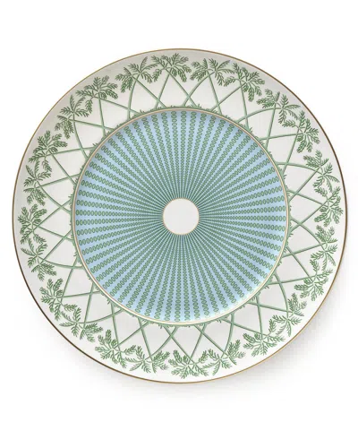 Pink House Fine Bone China Charger Plate Palms Green