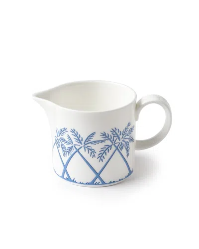 Pink House Fine Bone China Cream Jug Palms Blue