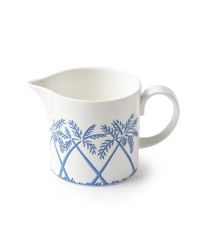 Pink House Fine Bone China Milk Jug Palms Blue