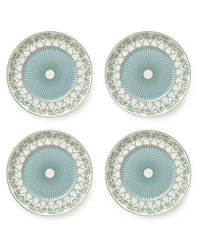Pink House Fine Bone China Set Of Four Charger Plates Palms Green