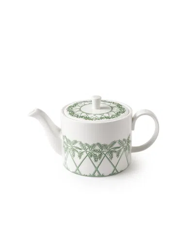 Pink House Fine Bone China Small Teapot Palms Green