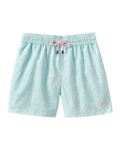 Pink House Green Mens Swim Shorts Coral Stone Aqua In Blue