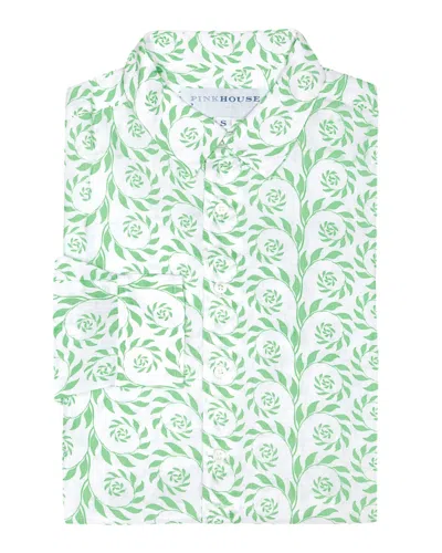 Pink House Men's Green Linen Shirt Fern
