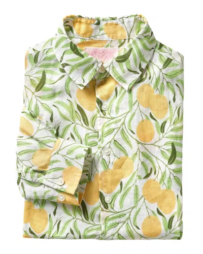 Pink House Men's Linen Shirt Mango Yellow And Green In Brown