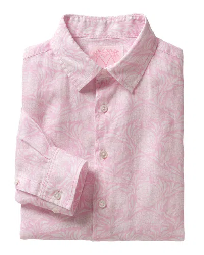 Pink House Men's Linen Shirt Pangolin Pink In White