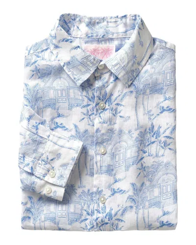Pink House Men's Linen Shirt  Toile Blue In Multi
