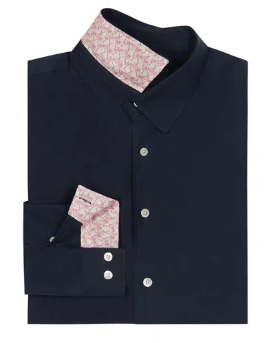 Pink House Men's Linen Shirt Plain Eclipse Blue