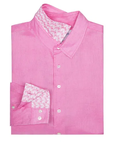 Pink House Men's Linen Shirt Plain Fuchsia Pink