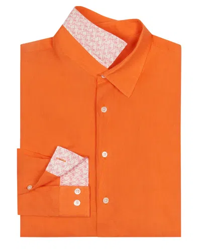 Pink House Men's Linen Shirt Plain Orange