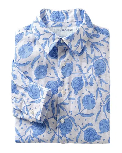Pink House Men's Linen Shirt Pomegranate Blue