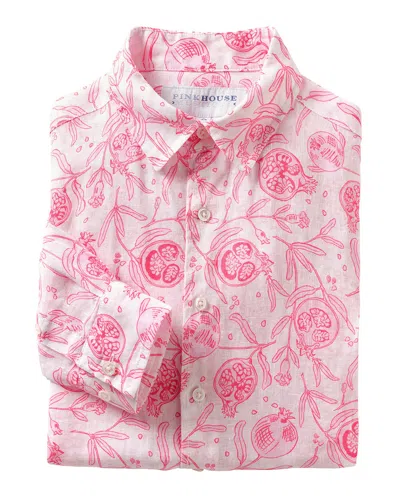 Pink House Men's Linen Shirt Pomegranate Pink