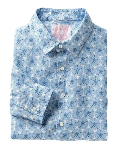 Pink House Men's Linen Shirt Sand Dollar Blue