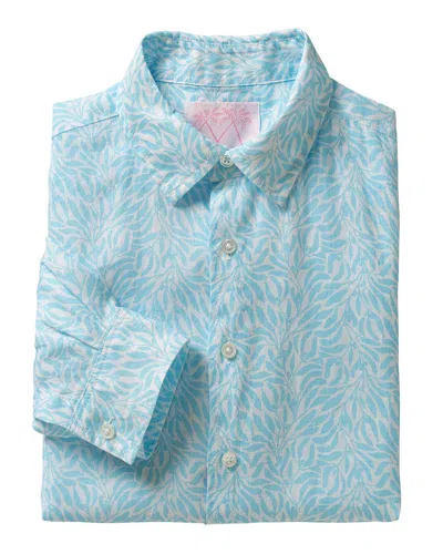 Pink House Men's Linen Shirt Sealeaf Blue