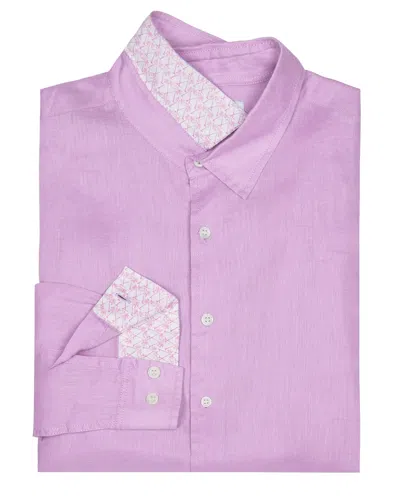 Pink House Men's Purple Linen Shirt Plain Lilac