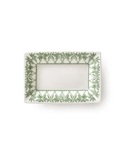 Pink House Women's Fine Bone China Small Trinket Tray Palm Green