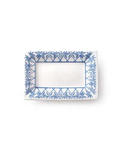 Pink House Women's Fine Bone China Small Trinket Tray Palms Blue
