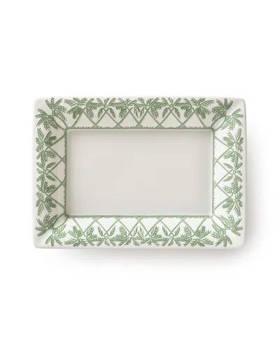 Pink House Women's Fine Bone China Trinket Tray Palms Green