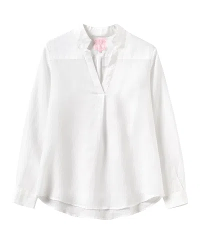 Pink House Women's Linen Kim Shirt Plain White