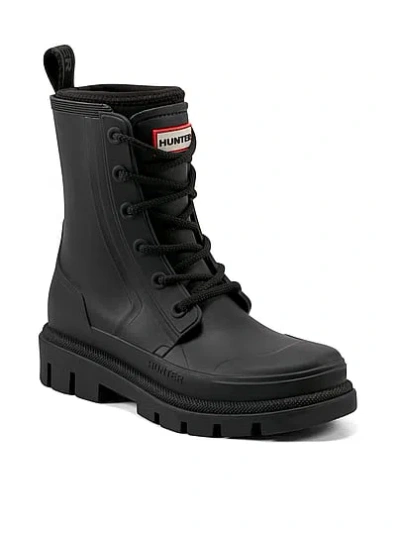 Pink Hunter Diana Waterproof Lace-up Rain Boots In Black