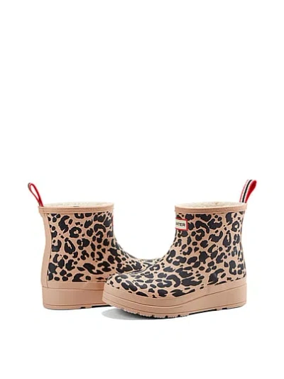 Pink Hunter Play™ Insulated Shearling Short Rain Boots In Animal Print