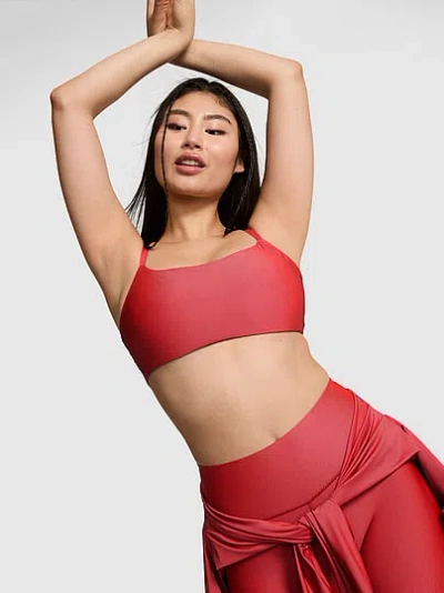 Pink Iridescent Square-neck Sports Bra In Orange