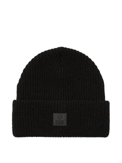 Pink Knit Beanie In Black