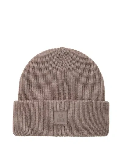 Pink Knit Beanie In Brown